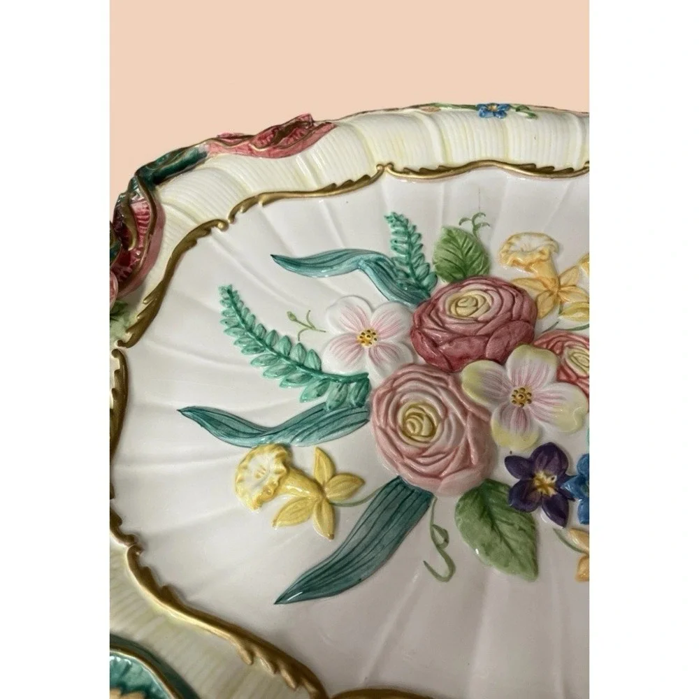 Fitz & Floyd Woodland Spring Large Oval Embossed‎ Serving Platter Floral Flowers